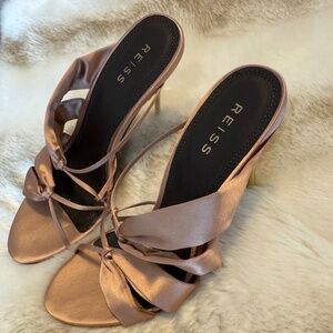 REISS Monroemule Satin Pin-Heel Mules Eur 38/US 8 Pink